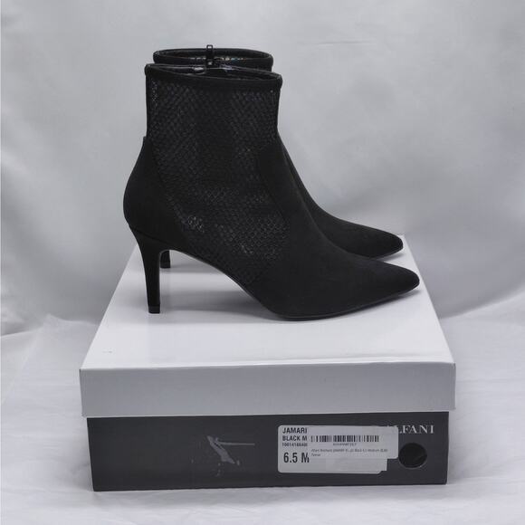 Alfani Step N Flex Jamari Black Mesh Suede Ankle Booties Heels 6.5M Whimsigoth - Picture 1 of 15